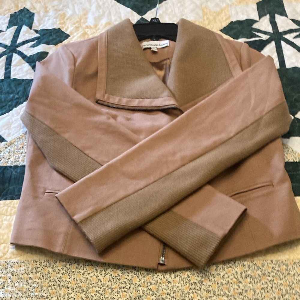 G by Giuliana Rancic crop jacket womens medium tan cotton blend lined - Picture 8 of 11